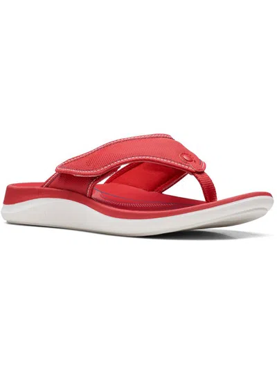 Clarks Glide Post Womens Flat Slip On Thong Sandals In Red