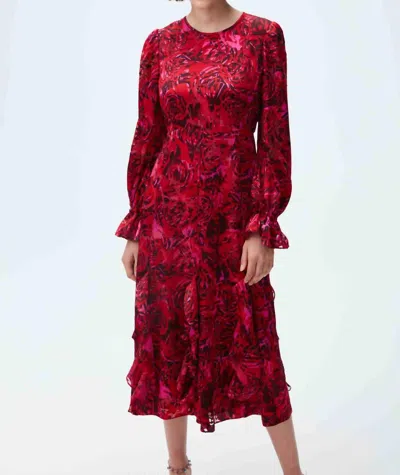 Diane Von Furstenberg Iva Dress In Eye Of The Rose Forbidden Fruit In Red