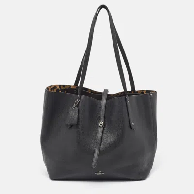 Coach Leather Market Tote In Black