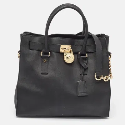 Michael Kors Leather Hamilton North South Tote In Black