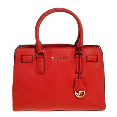 Michael Michael Kors Leather Medium Hamilton Tote In Red