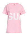 Sundek Woman T-shirt Pink Size L Cotton