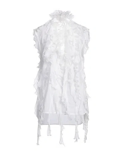 Ermanno Scervino Woman Shirt White Size 4 Cotton, Polyester