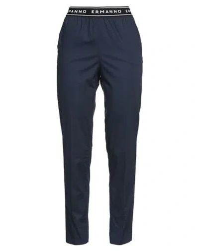 Ermanno Firenze Woman Pants Navy Blue Size 4 Cotton, Polyamide, Rubber In Navy Blue