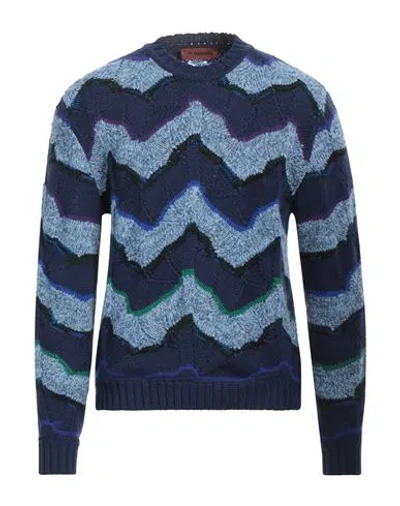 Missoni Man Sweater Navy Blue Size 40 Wool, Polyamide