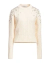 Golden Goose Woman Sweater Cream Size L Virgin Wool In White