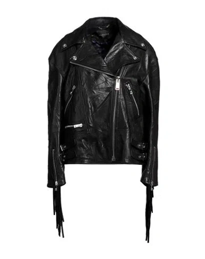 Versace Woman Jacket Black Size 4 Lambskin