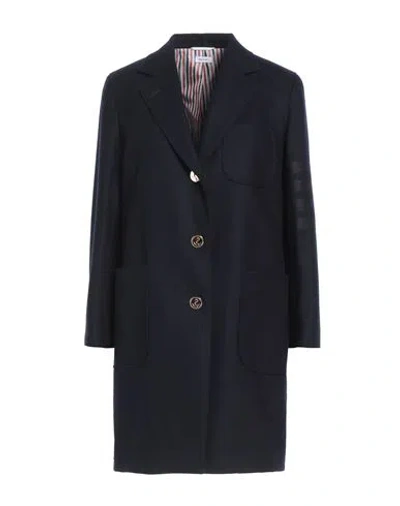 Thom Browne Woman Coat Midnight Blue Size 6 Wool, Cashmere