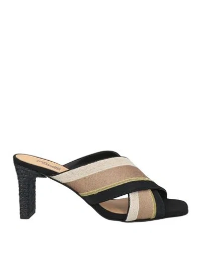Diane Von Furstenberg X Castañer Woman Sandals Black Size 8 Textile Fibers