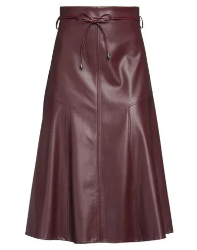 Patrizia Pepe Woman Midi Skirt Burgundy Size 2 Polyurethane, Polyester In Red