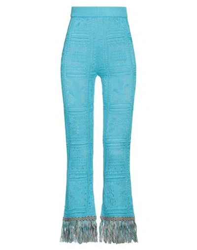 87 Avril 90 Woman Pants Azure Size M Linen In Blue