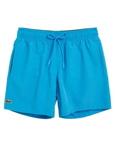 Lacoste Man Swim Trunks Turquoise Size S Polyester In Blue