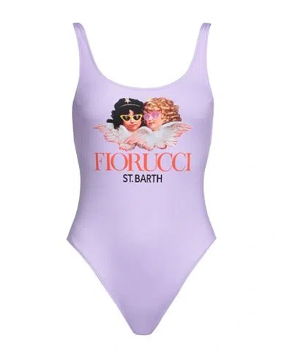 Mc2 Saint Barth X Fiorucci Woman One-piece Swimsuit Light Purple Size L Polyamide, Elastane