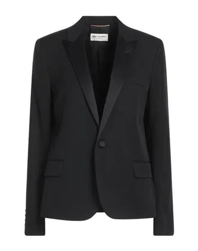 Saint Laurent Woman Blazer Black Size 8 Virgin Wool, Polyester