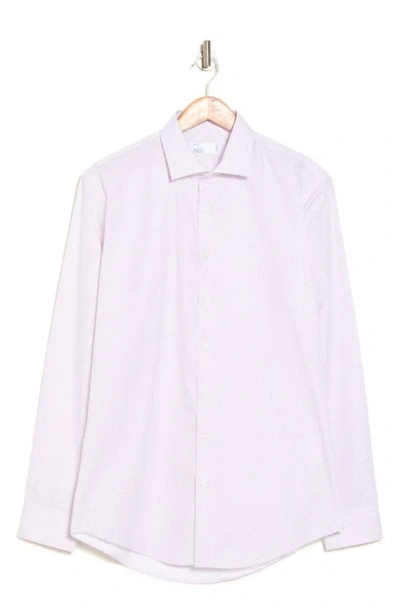 Nordstrom Rack Trim Fit Adco Dots Dress Shirt In White- Pink Adco Dots