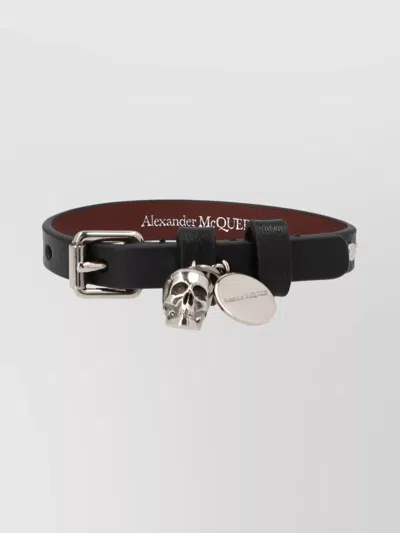 Alexander Mcqueen Skull Charm Bracelet In Black