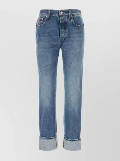 Gucci Denim Pant With Slim Horsebit In Blue