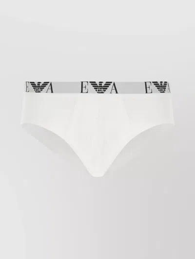 Emporio Armani Cotton Brief Set Trim Contrast In White