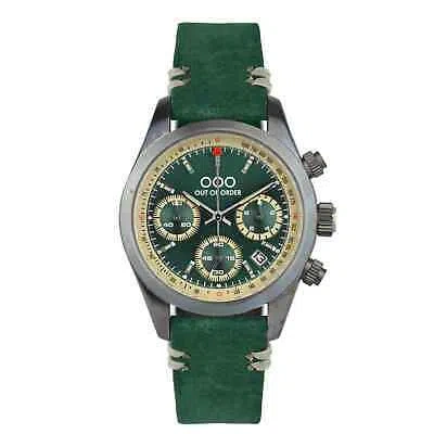 Pre-owned Out Of Order 001-23.ve.ve Men's Sporty Cronografo Green Wristwatch In Grey/green
