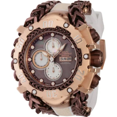 Pre-owned Invicta Men's Watch Masterpiece Chronograph Brown And White Dial Strap 44573