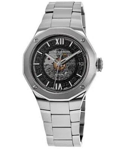 Pre-owned Baume & Mercier Riviera Black Dial Steel Men's Watch 10715