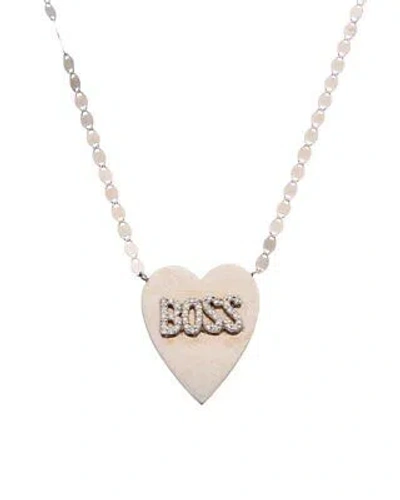 Pre-owned Lana Jewelry 14k 0.09 Ct. Tw. Diamond Boss Heart Necklace Women's In White Gold