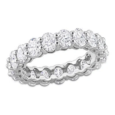 Pre-owned Amour Oval Cut Created Moissanite Eternity Ring In 14k White Gold