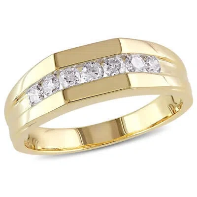 Pre-owned Amour Men's 1/2 Ct Tw Diamond Wedding Band In 10k Yellow Gold