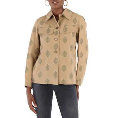 Pre-owned Chloé Chloe Ladies Beige Embroidered Shirt Jacket