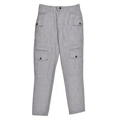 Pre-owned Brunello Cucinelli Men's 100% Virgin Wool Cargo Style Luxurious Casual Pants In Gray