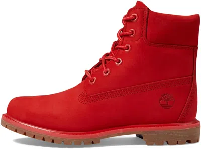 Pre-owned Timberland Women's 50th Anniversary Edition 6-inch Waterproof Fashion Boot In Medium Red Nubuck