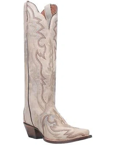 Pre-owned Dan Post Women's 16&quot; Triad Silvie Tall Western Boot - Snip Toe Ivory 6 M In White
