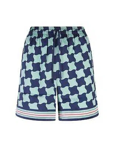 Pre-owned Casablanca Blue And Aquamarine Check Silk Shorts