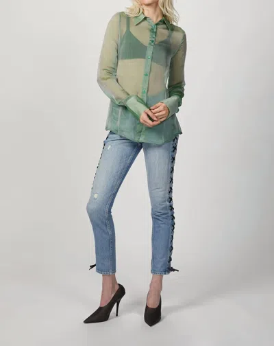 Pre-owned Georgia Alice Chiffon Slim Shirt For Women In Green