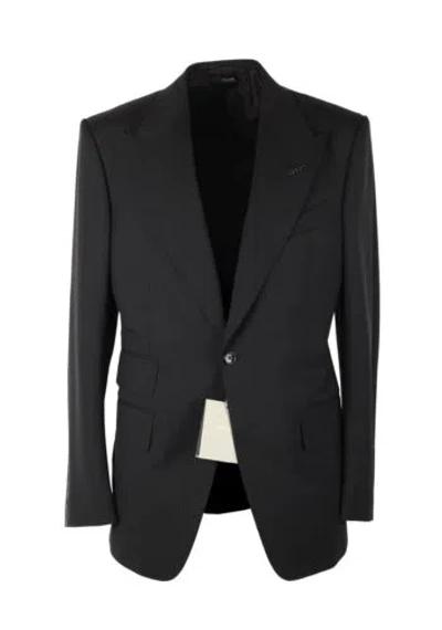 Pre-owned Tom Ford Windsor Signature Solid Black Suit Size 54 It / 44r U.s. With Tags