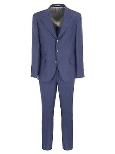 Pre-owned Brunello Cucinelli Linen Blend Suit In Blue