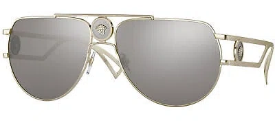 Pre-owned Versace Enamel Medusa Ve 2225 Pale Gold/grey 60/15/140 Men Sunglasses In Gray