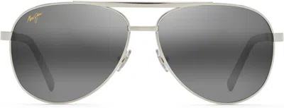 Pre-owned Maui Jim Men's And Women's Seacliff Polarized Aviator Sunglasses In Silver/neutral Grey