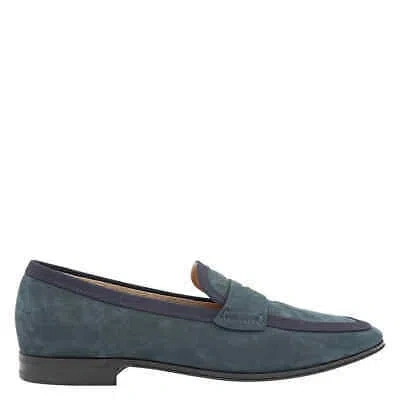 Pre-owned Tod's Tods Regimental Suede Moccasins In Blue