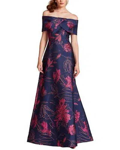 Pre-owned Teri Jon By Rickie Freeman Special Occasion Long Dress Women's In Navy Multinavy