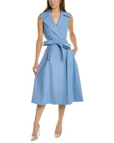 Pre-owned Oscar De La Renta Denim Silk-lined Wrap Dress Women's Blue 4