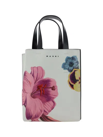 Marni Tote Handbag In Lily White/pink/black