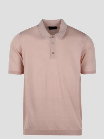 Roberto Collina Cotton Knit Polo Shirt In Pink & Purple