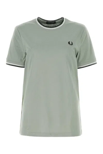 Fred Perry Twin Tipped Crewneck T In Green