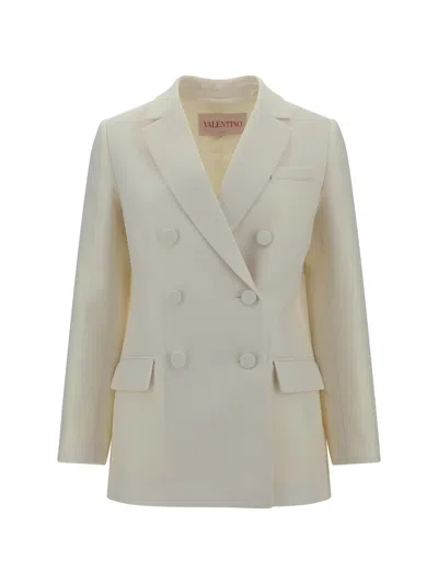 Valentino Oversize Wool-blend Blazer Jacket In White