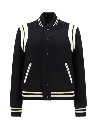 Saint Laurent Teddy College Jacket In Naturale