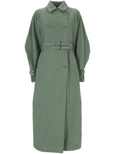 Max Mara Corfu Belted Coat In Green