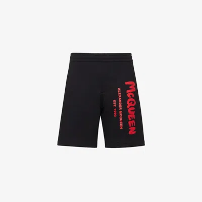 Alexander Mcqueen Black Graffiti Bermuda Shorts
