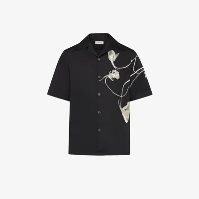 Alexander Mcqueen Pressed Flower Hawaiian Shirt In Black