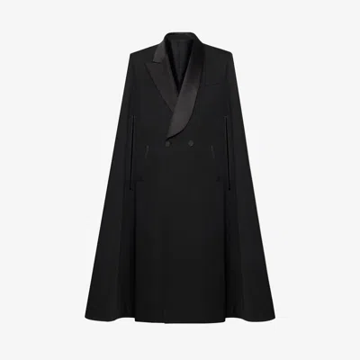 Alexander Mcqueen Tailored Cape Coat In Black